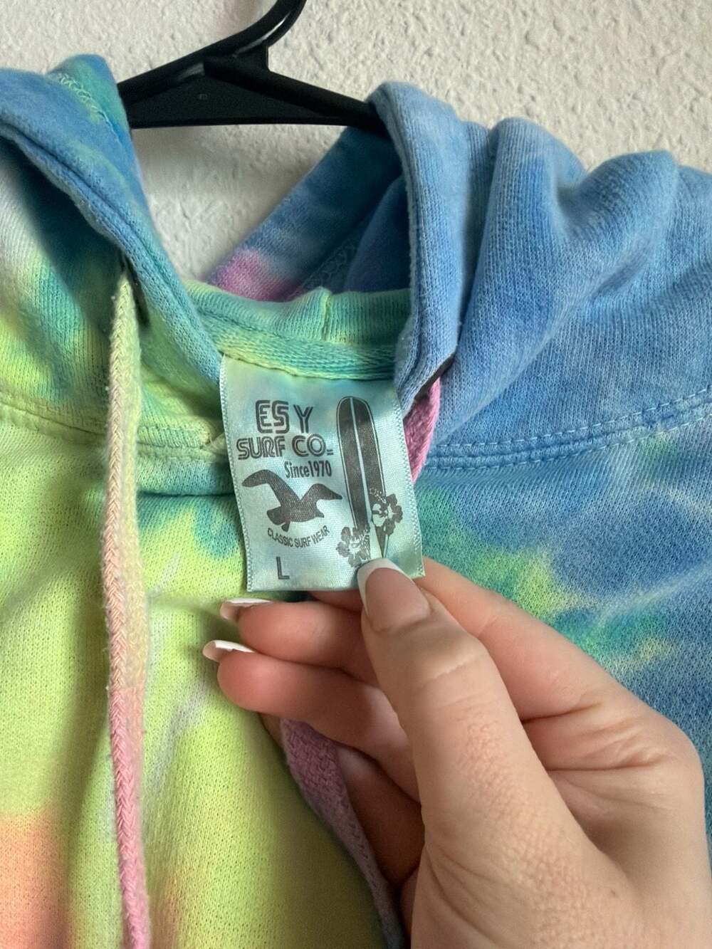 ESY Surf Co. Oceanside Paradise California Tie-Dye Hoodie Size L - Picture 5 of 8